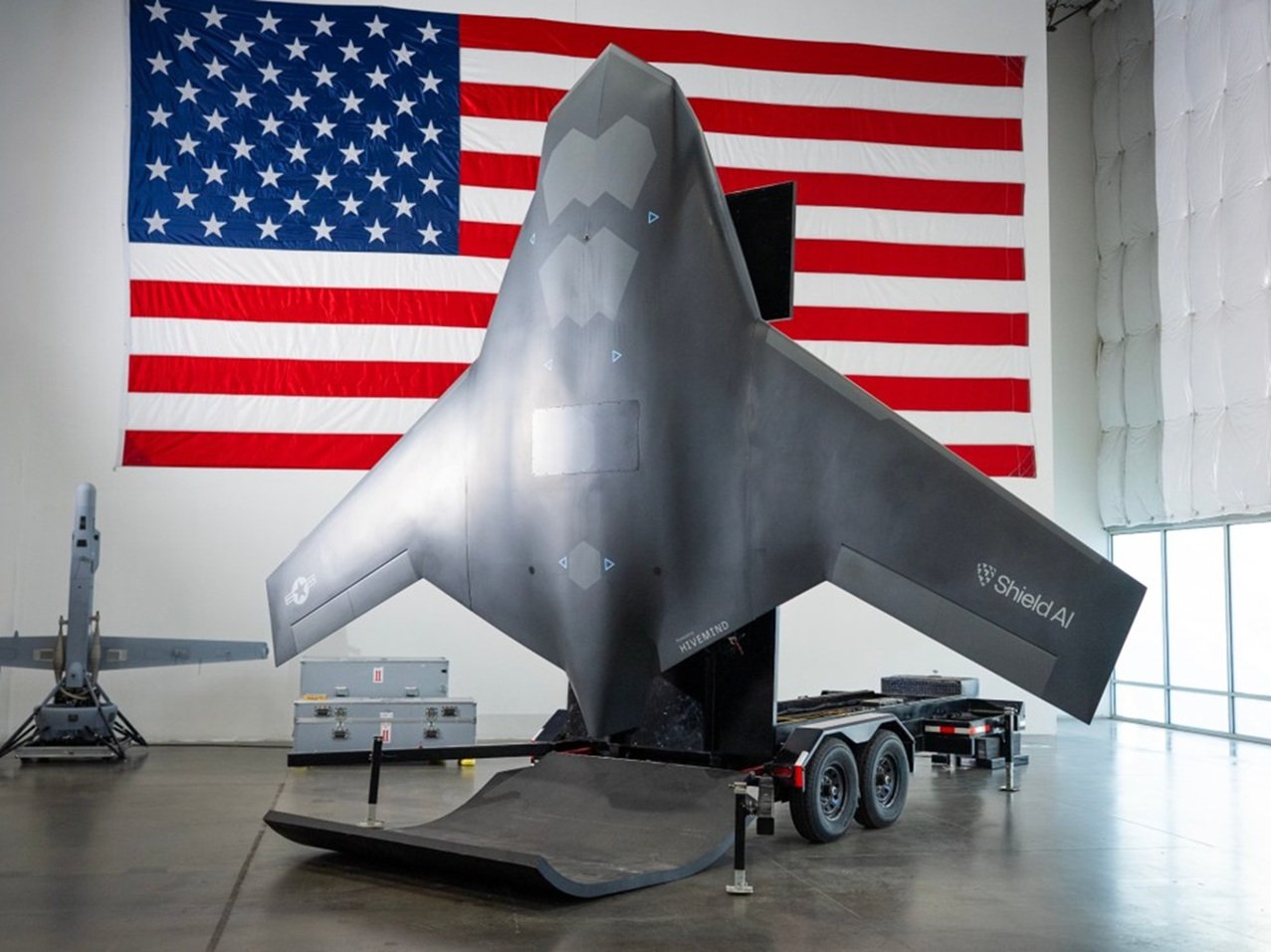 A mock-up of the X-BAT on its launch trailer. Photo courtesy of Shield AI